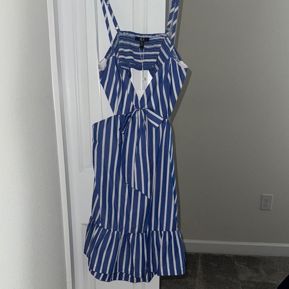 Ela Blue and White Striped Dress